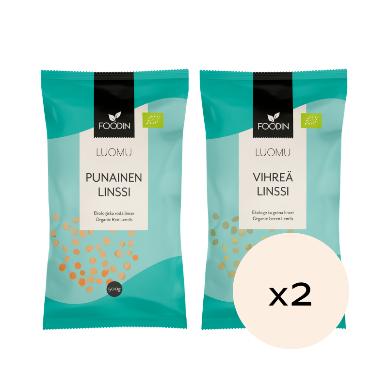 Linssit, luomu 400-500 g – valitse 2 kpl